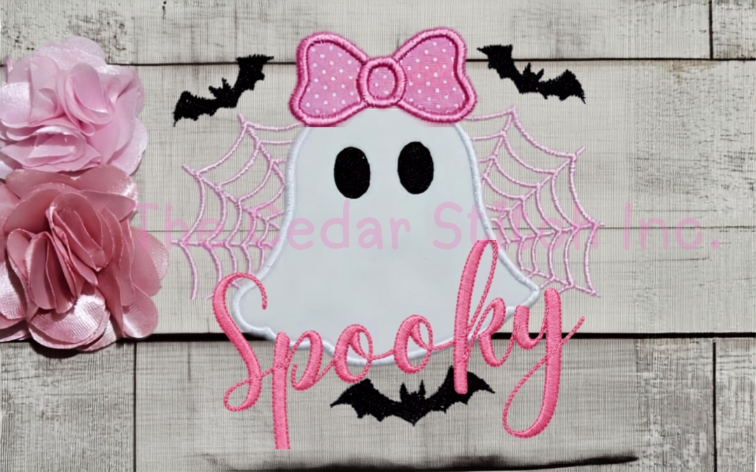 Spooky Pink Ghost Applique