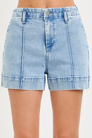 Risen High Rise Relaxed Shorts With Seamed Details