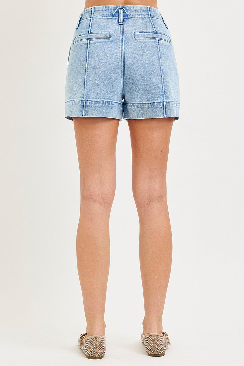 Risen High Rise Relaxed Shorts With Seamed Details
