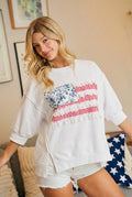 Pre-Order BiBi 4th Of July Patchwork Open Seam French Terry Top