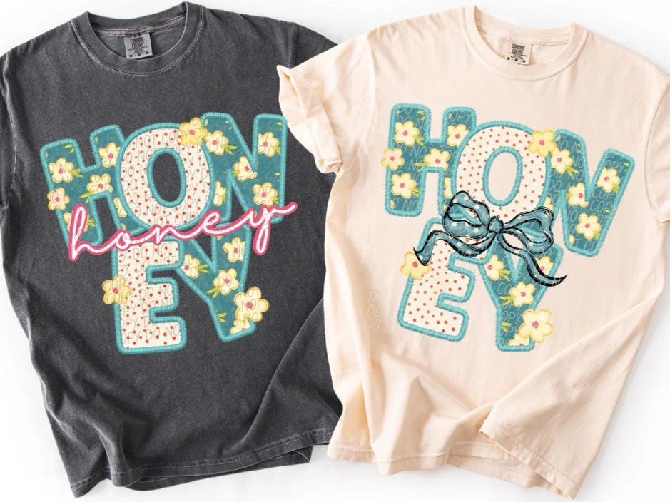 Vintage Green Floral/Polka Dot Custom Name Comfort Colors Tees