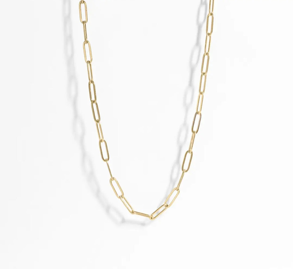 18K Gold PVD Coated Stainless Steel Paperclip Chain Necklace 2.5mm