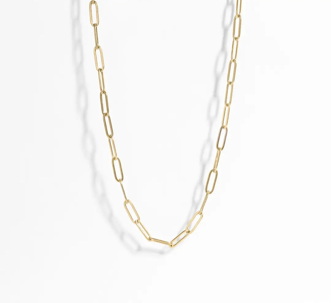 18K Gold PVD Coated Stainless Steel Paperclip Chain Necklace 2.5mm