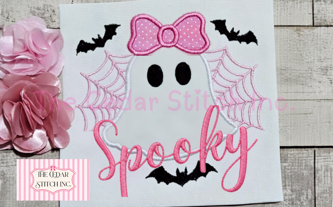 Spooky Pink Ghost Applique