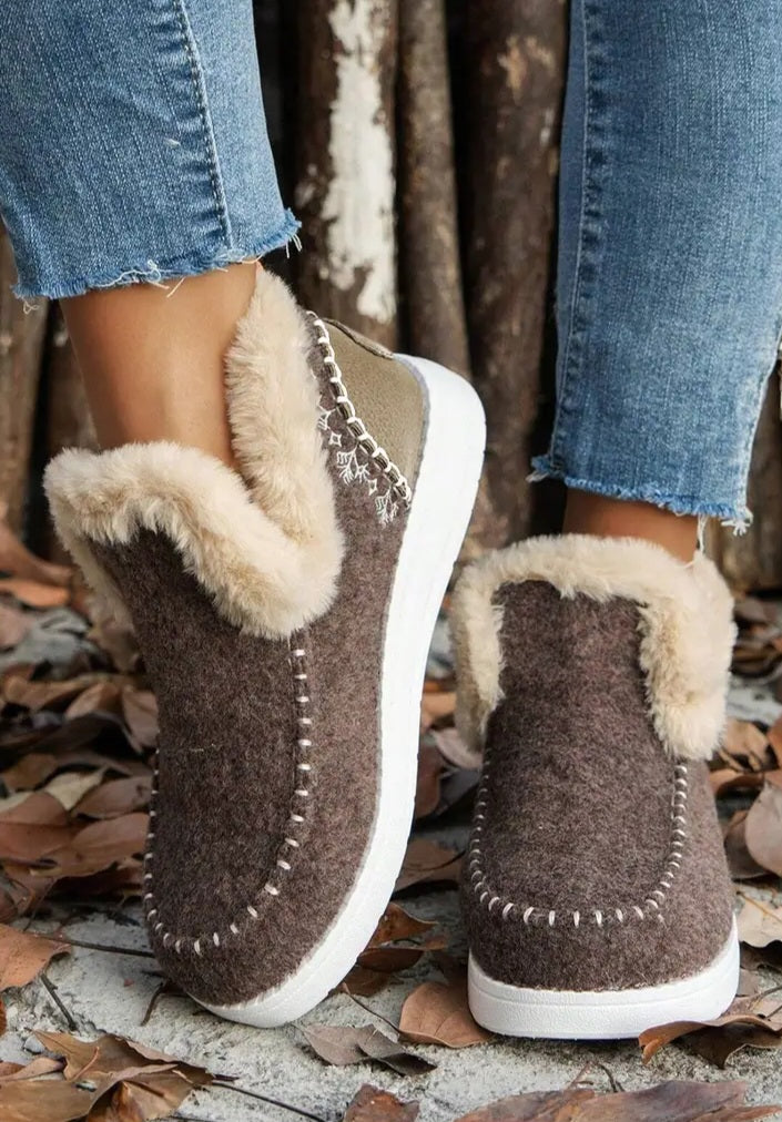 Suede Plush Lined Snow Booties