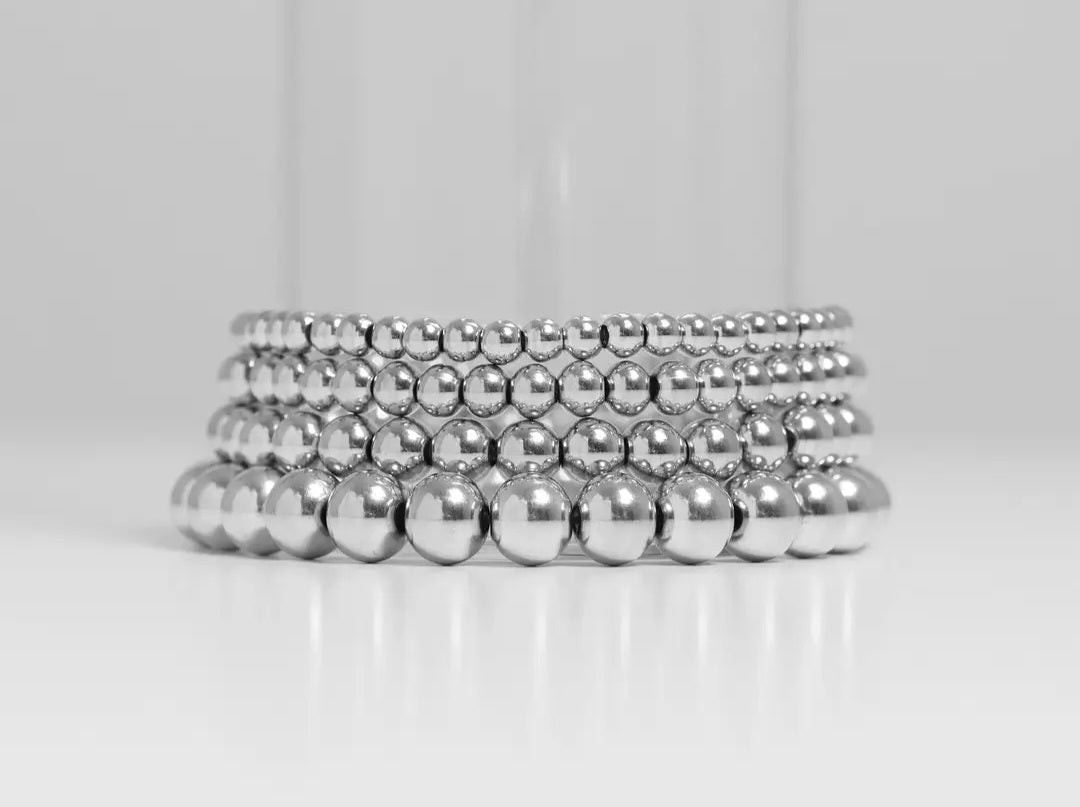 Stainless Steel Metal Bead Stretch Bracelets