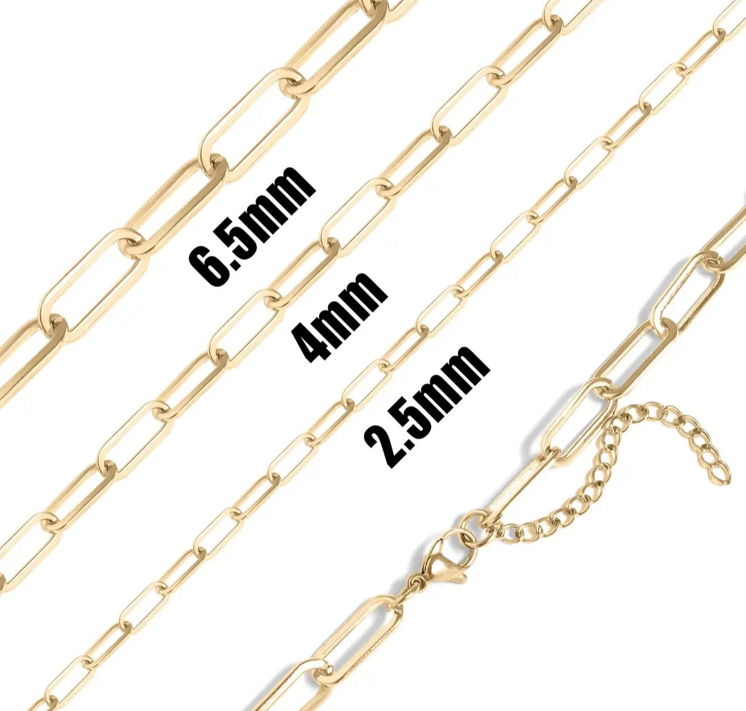 18K Gold 6.5mm Paperclip Chain Necklace
