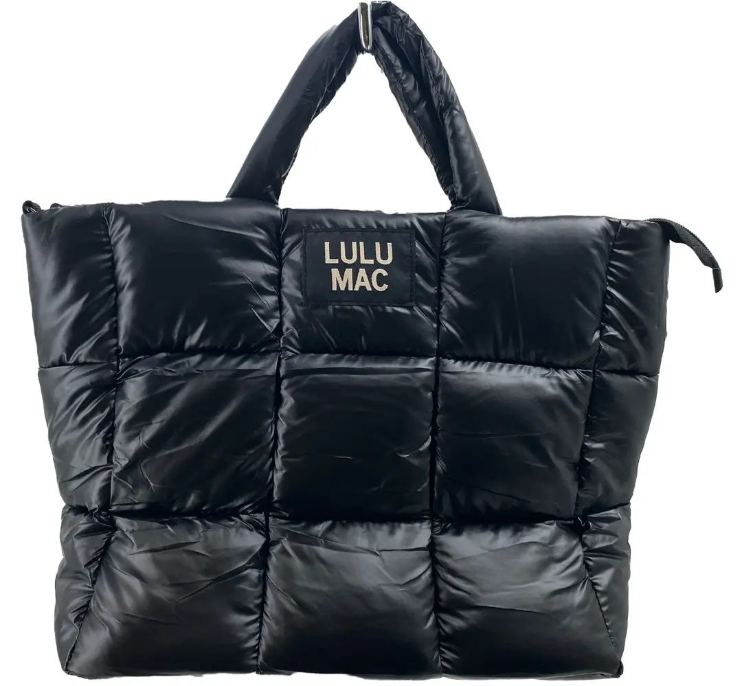 LULU MAC Black Metallic Puffer Handbag