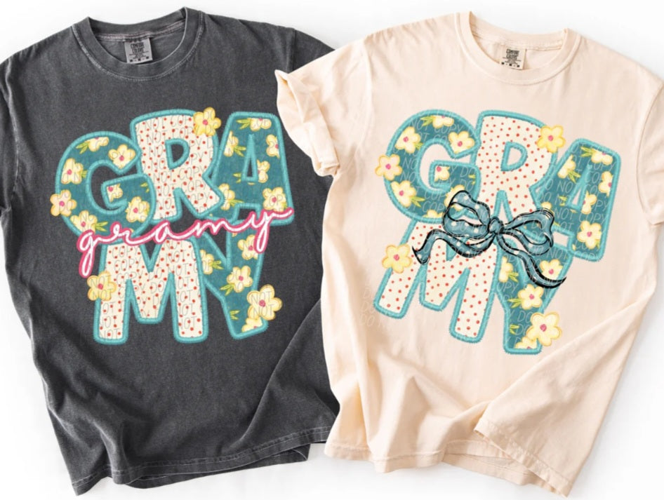 Vintage Green Floral/Polka Dot Custom Name Comfort Colors Tees