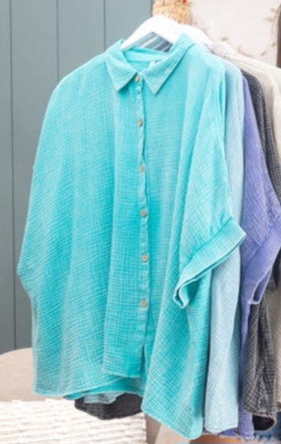 Zenana Button down oversized Top