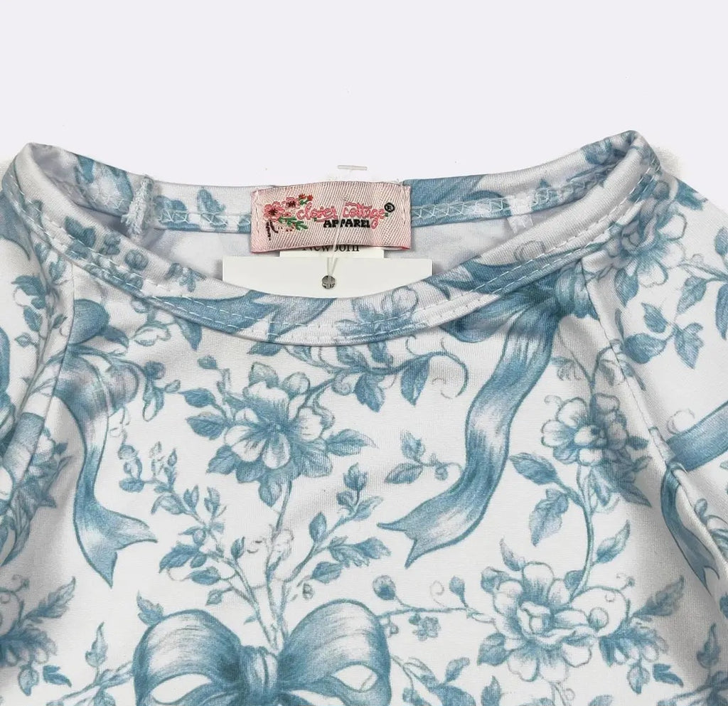 Azure Ribbon Baby Gown and Marching Headband