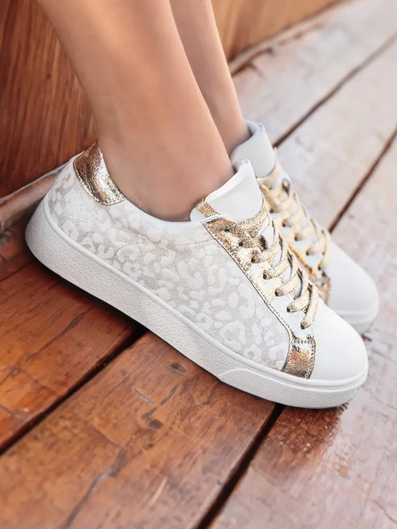 Leopard Print Glitter Sneakers