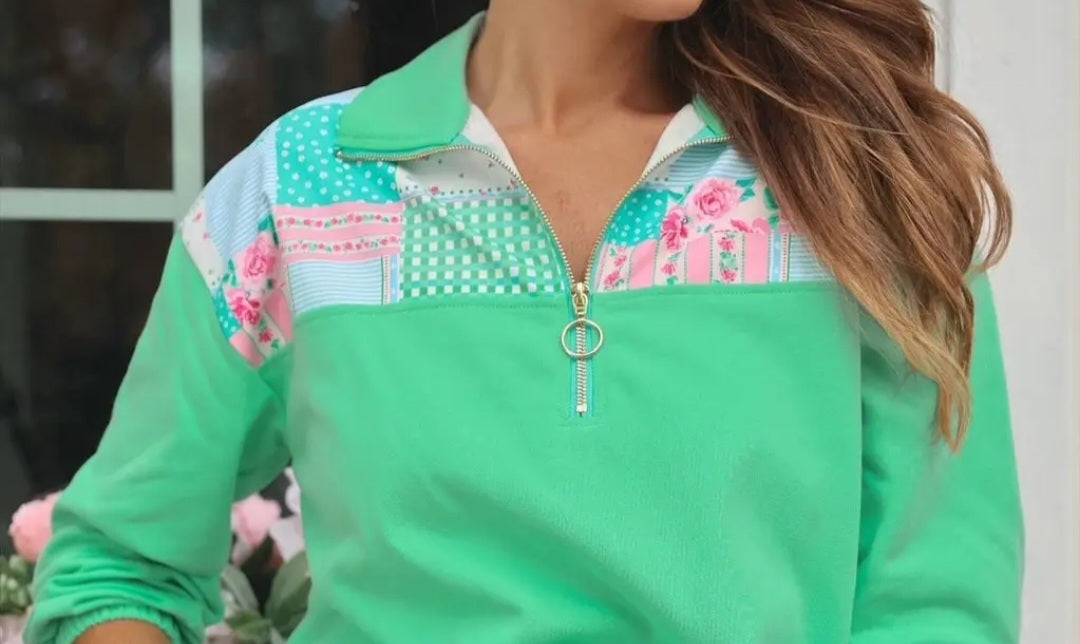 Mia Printed Pullover - Heirloom Patchwork