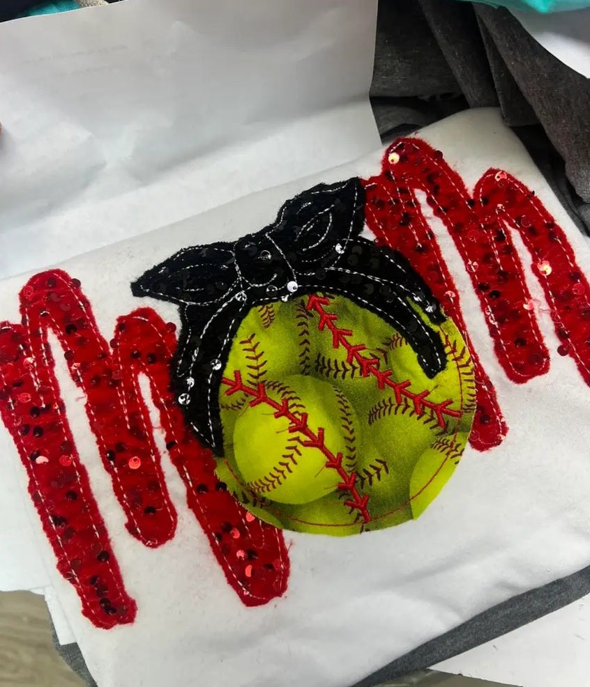 Any Sports Mom Shirt (Embroidery Appliqué)- Can Be Made with Any Color Fabrics & Sport!