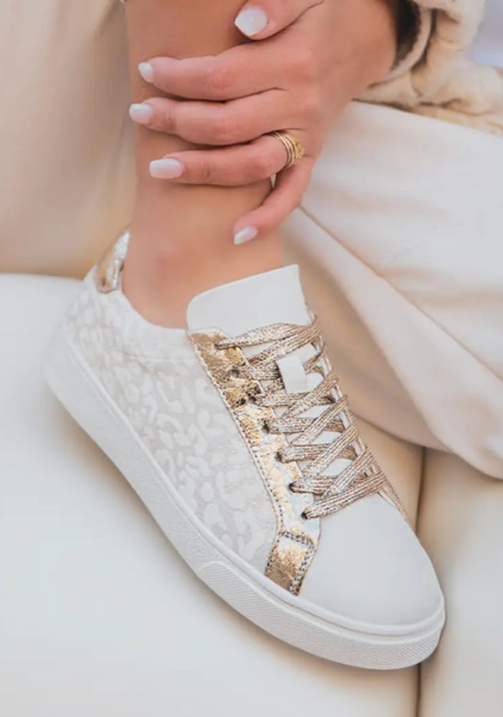 Leopard Print Glitter Sneakers