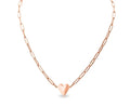 Rose Gold Stainless Steel Heart Charm Paperclip Necklace
