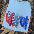 Patchwork USA Embroidered Patiotic Tee