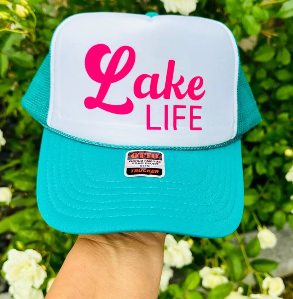 Lake Life DTF Printed Jade & White Trucker Hat