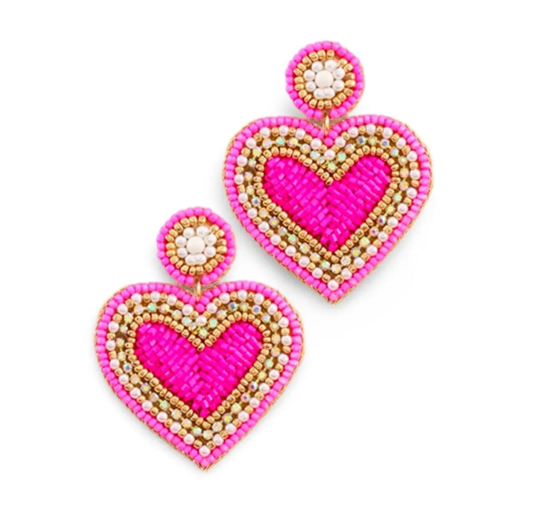 Beaded Heart Earrings