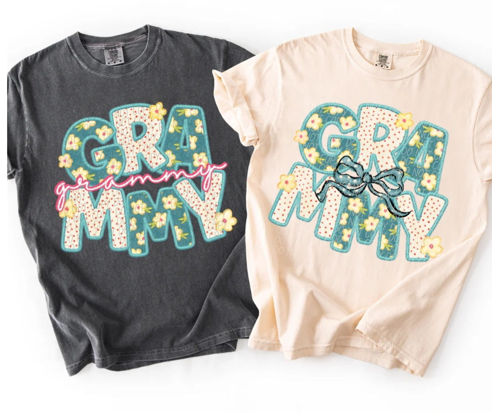 Vintage Green Floral/Polka Dot Custom Name Comfort Colors Tees