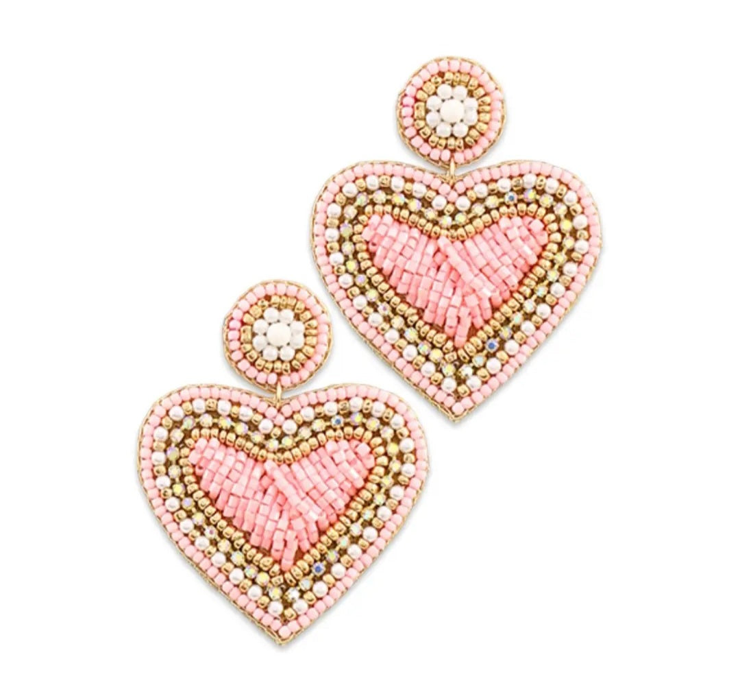 Beaded Heart Earrings