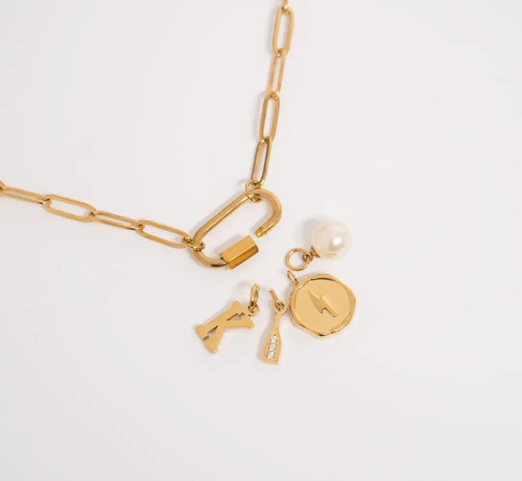 18K Gold Plated Paperclip Carabiner Necklace