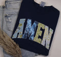 Navy Amen Embroidered Tee