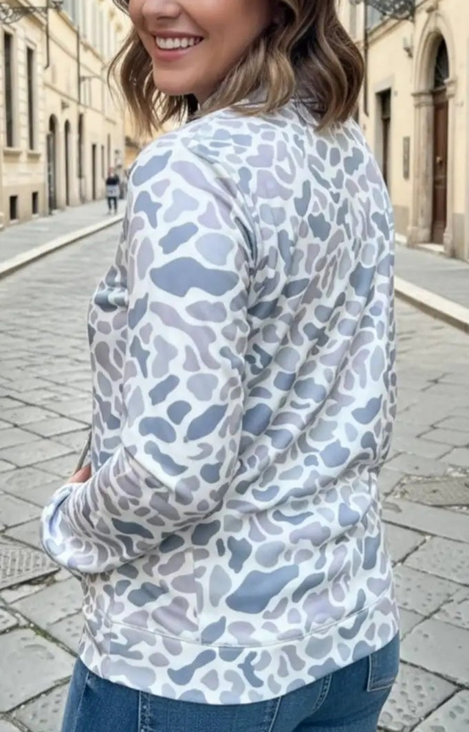 Camouflage Print Pullover