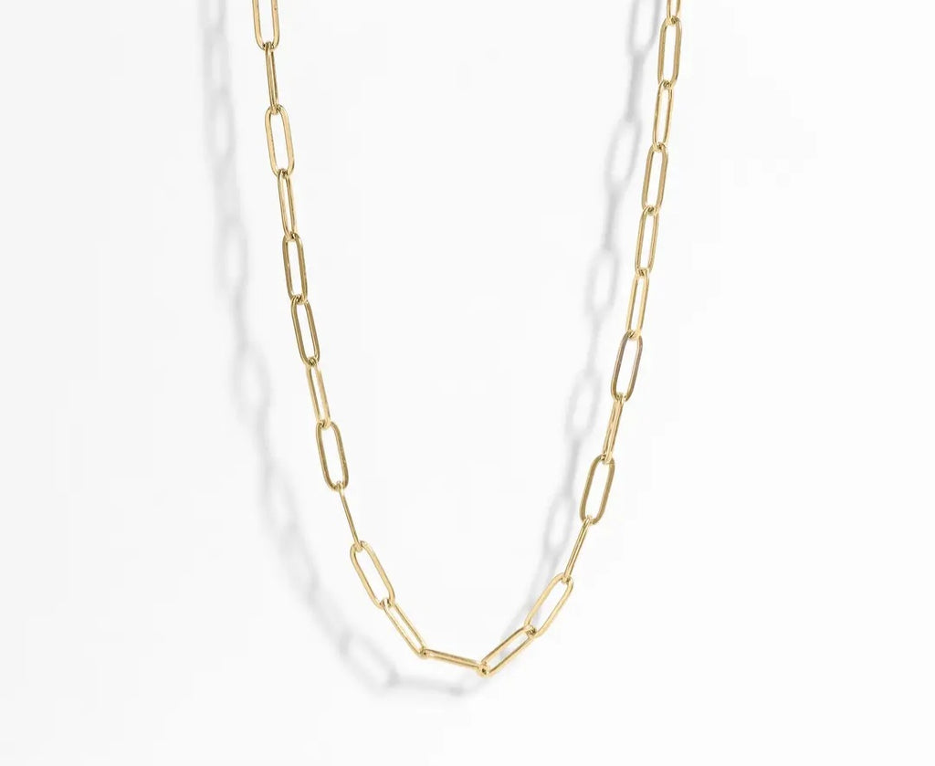 18K Gold 6.5mm Paperclip Chain Necklace