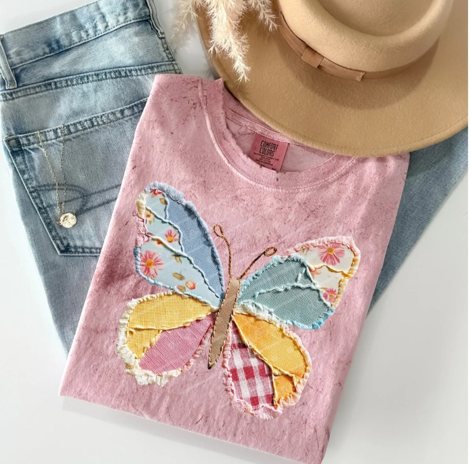 Butterfly 🦋/ Rabbit🐇 Patchwork Tops Comfort Color Tees