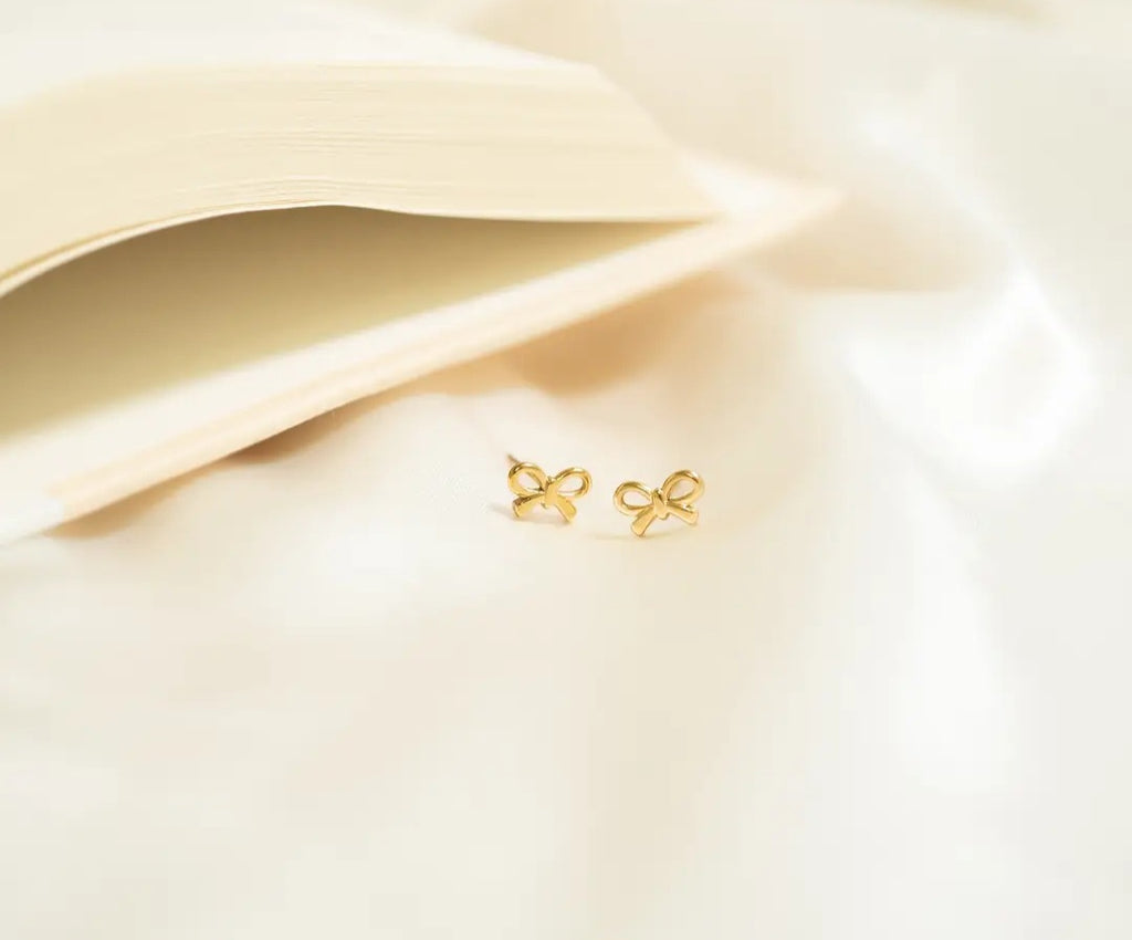 18K Gold Plated Stainless Steel Bow Earrings