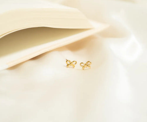 18K Gold Plated Stainless Steel Bow Earrings