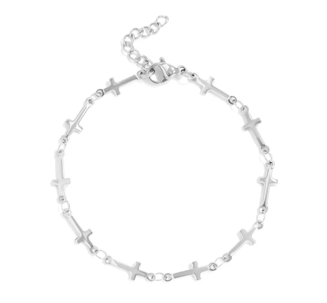 18K Gold Stainless Steel Cross Bracelet