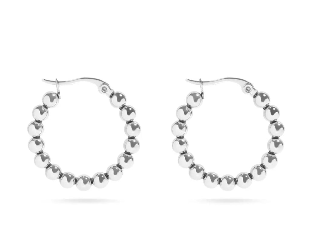 18K Gold Plated Stainless Steel Circle Ball Hoop Earrings