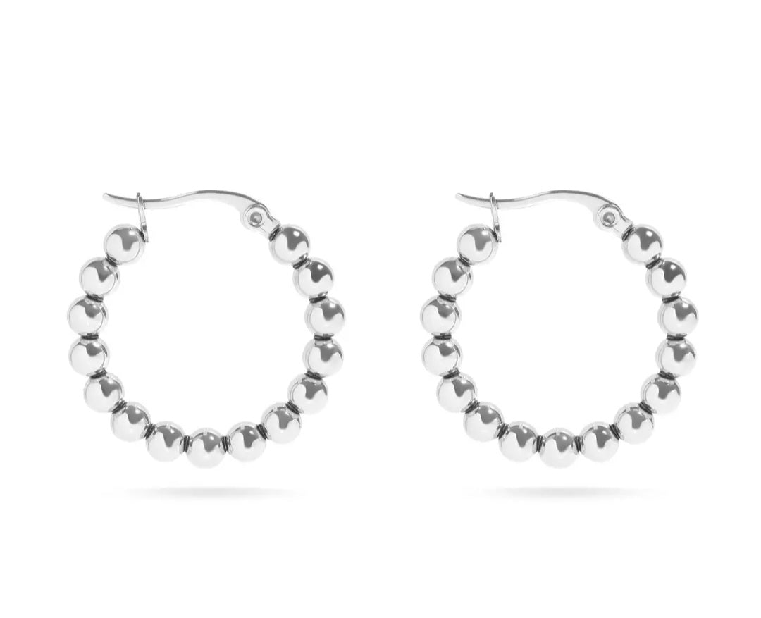 18K Gold Plated Stainless Steel Circle Ball Hoop Earrings