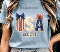 USA Patchwork Bow Tee
