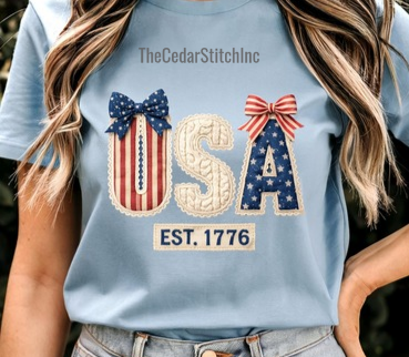 USA Patchwork Bow Tee