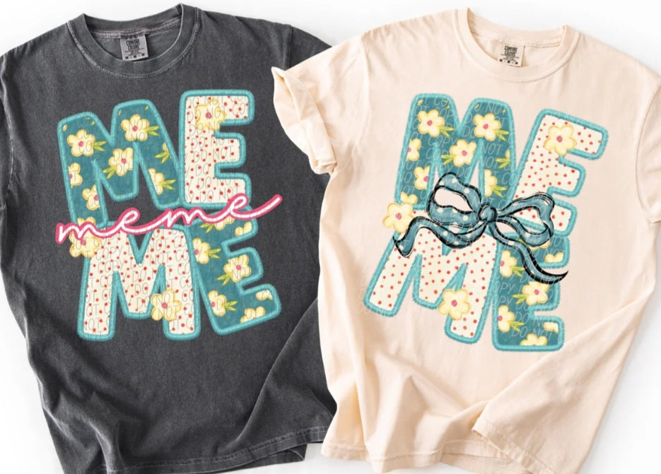 Vintage Green Floral/Polka Dot Custom Name Comfort Colors Tees